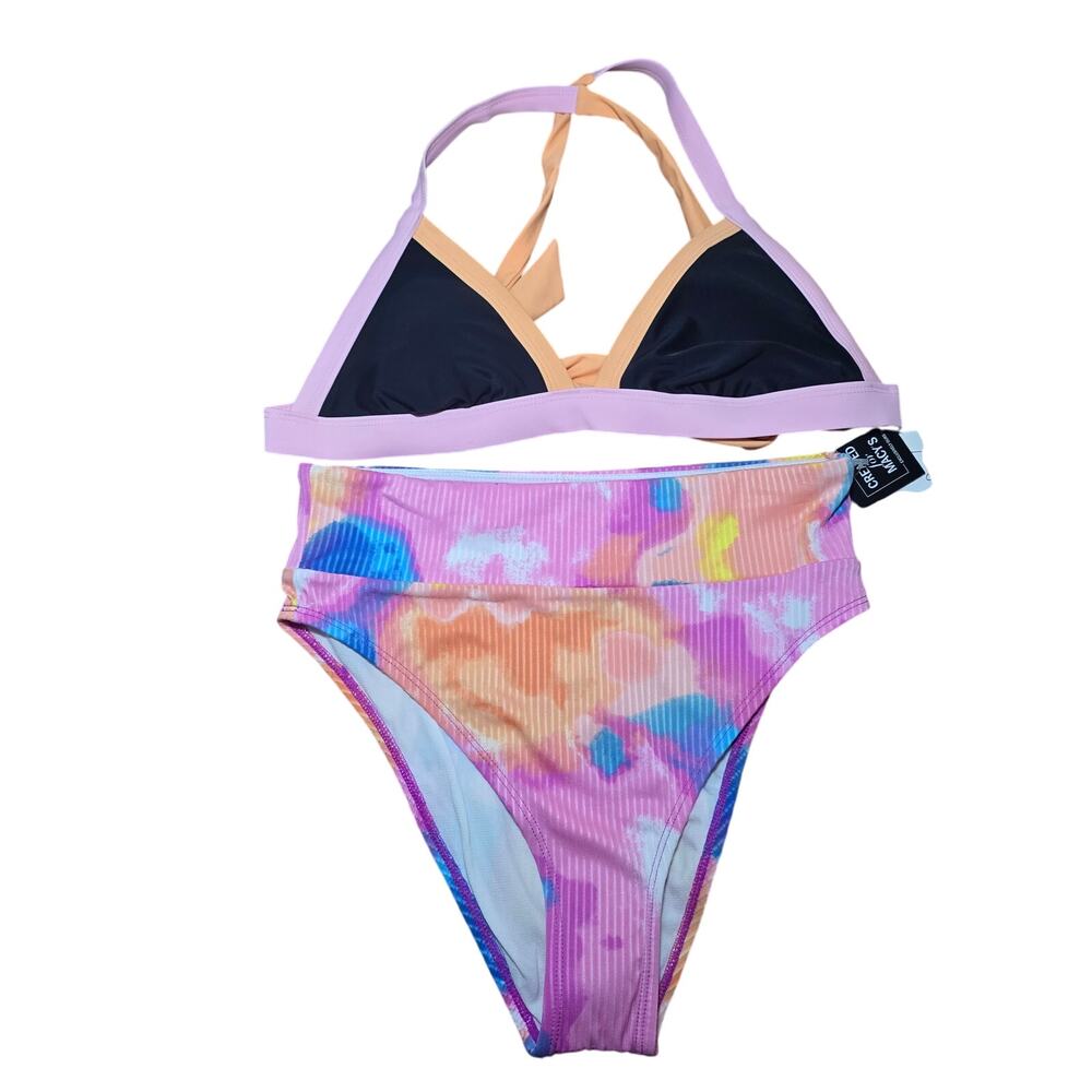 NWT Salt + Cove Juniors High Waisted Colorblock Swimsuit Size Medium